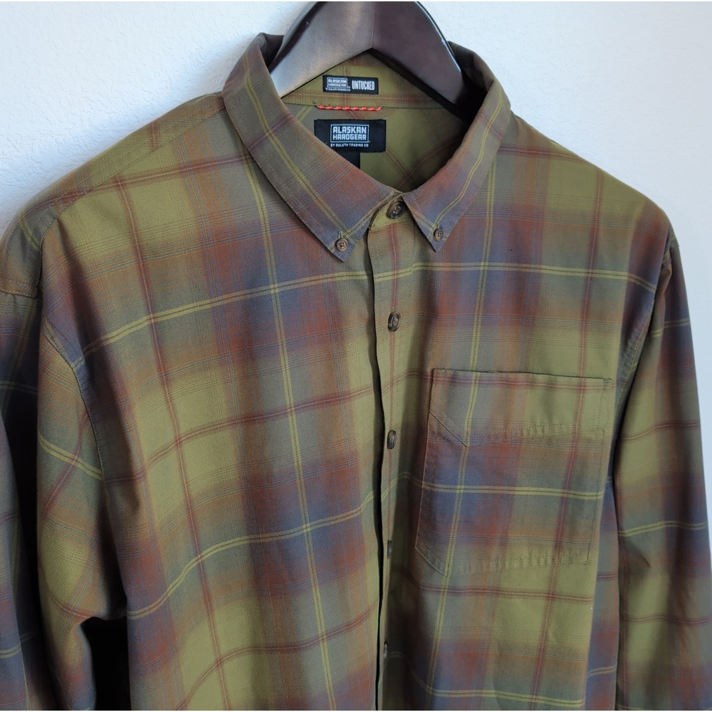 AKHG Duluth Midnight Sun Untucked Plaid Shirt 2XL Cedar Green Wool Blend 80687